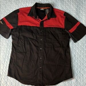 Harley-Davidson Red and Black Casual Button Down Shirt